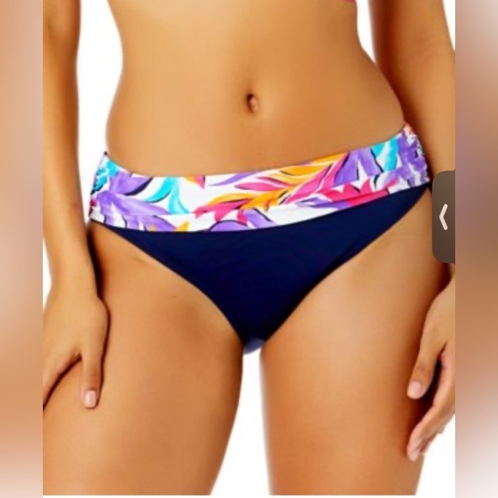 Anne Cole Women's Navy Multi Foldover Hipster Bikini Bottom Only NWT XL #2159